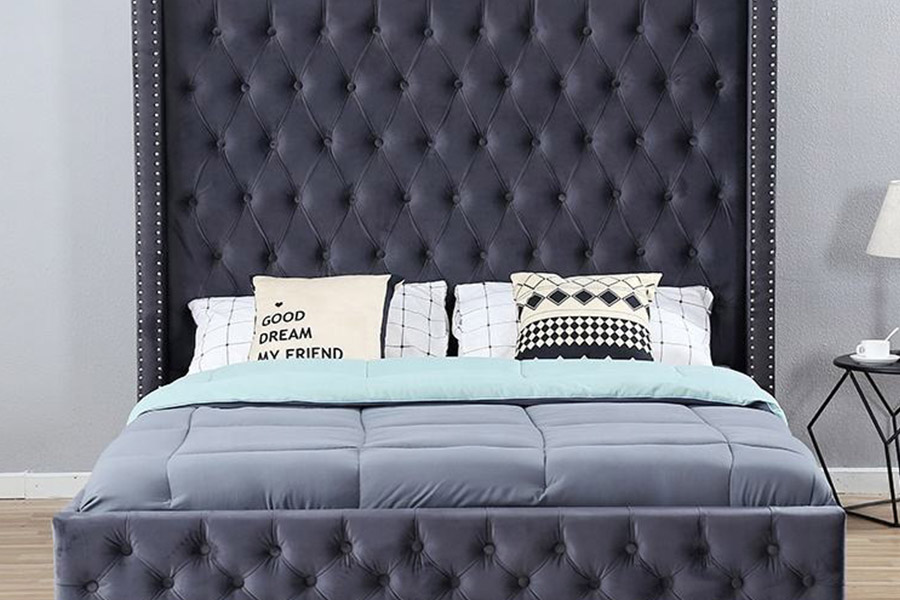 1351 Cama tapizada con diseño moderno de lujo