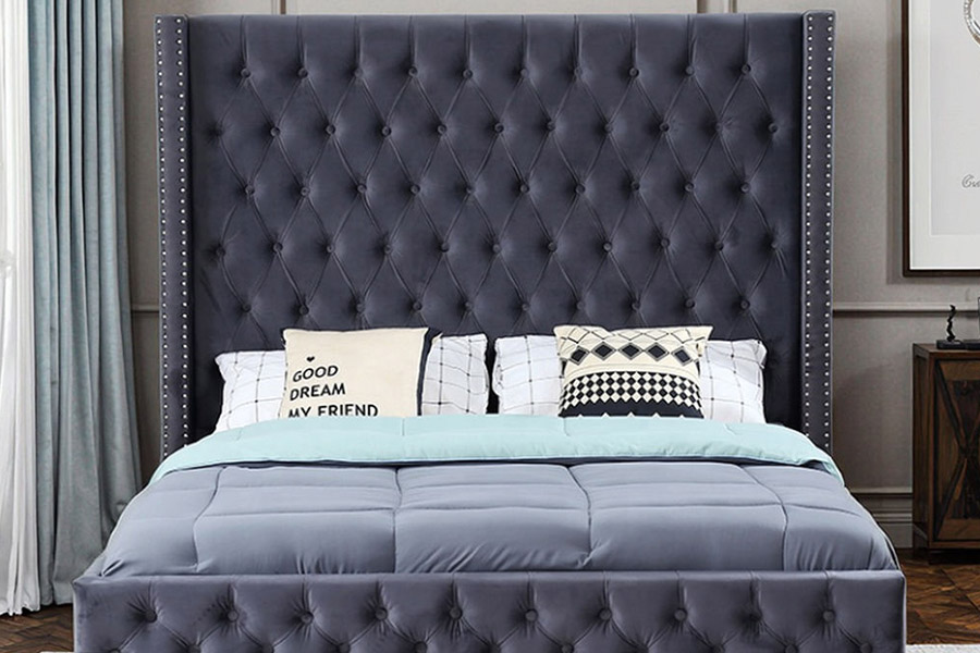 1351 Cama tapizada con diseño moderno de lujo
