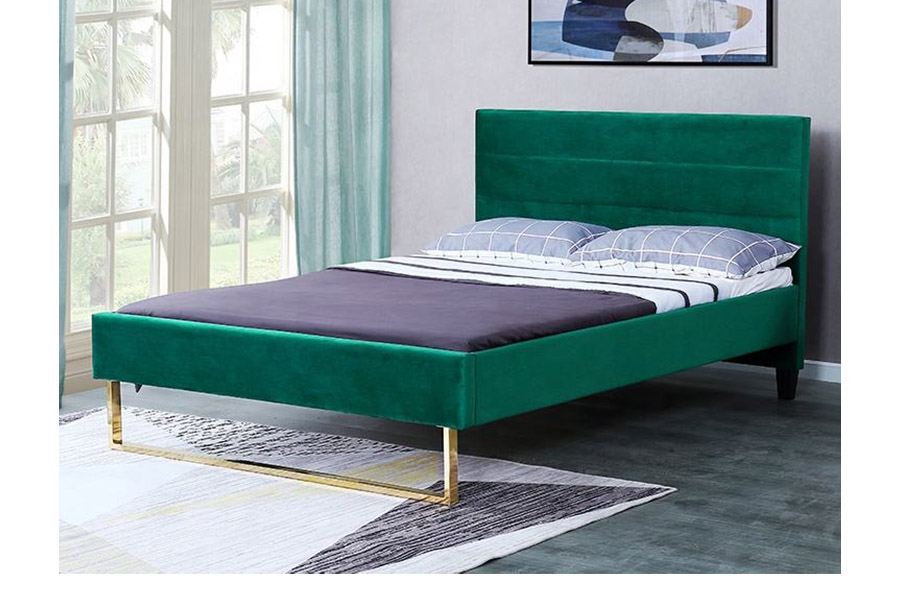 1347 Cama King Size de lujo Cama tapizada de diseño moderno
