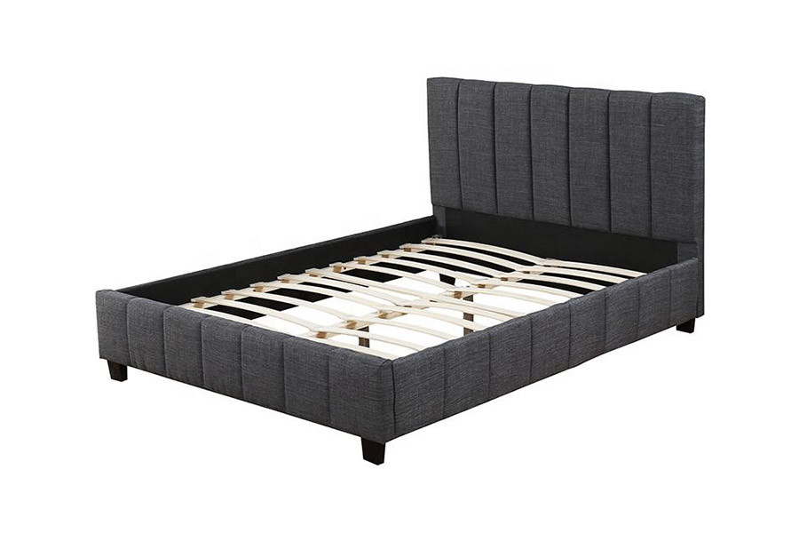 1333 Cama moderna tapizada en tela de felpa gris