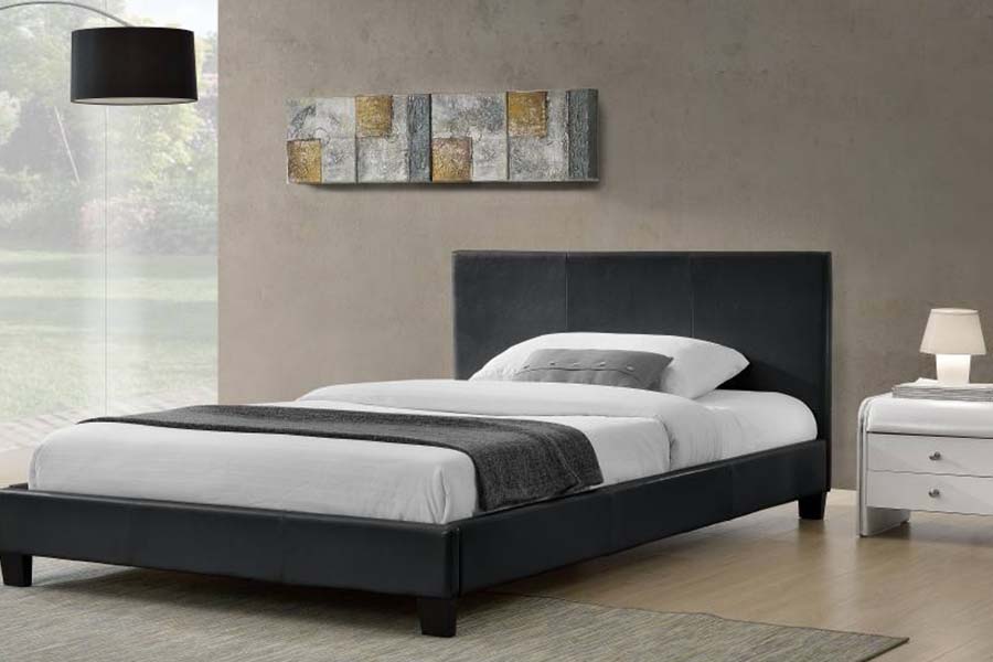 Cama tapizada de cuero PU de diseño simple y moderno 1864