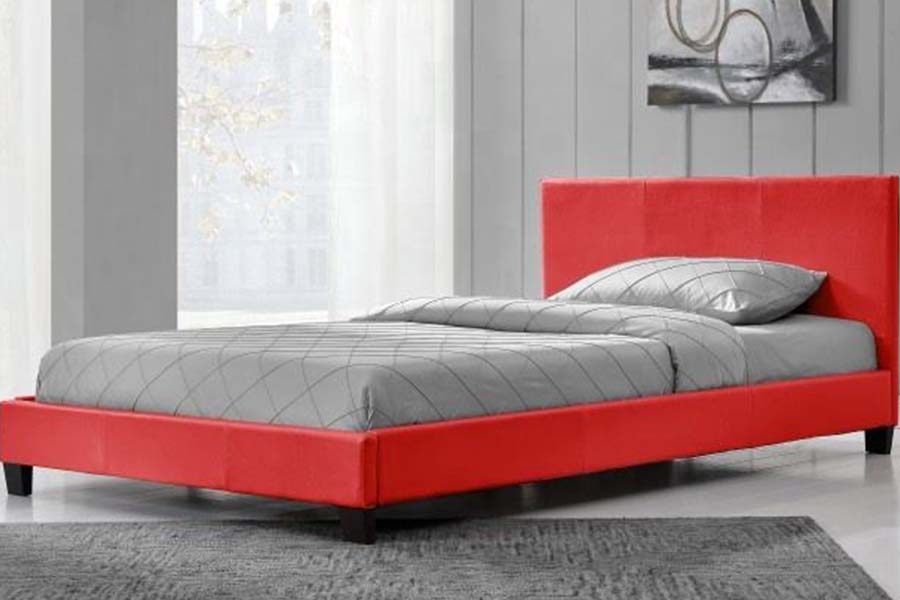 Cama tapizada de cuero PU de diseño simple y moderno 1864