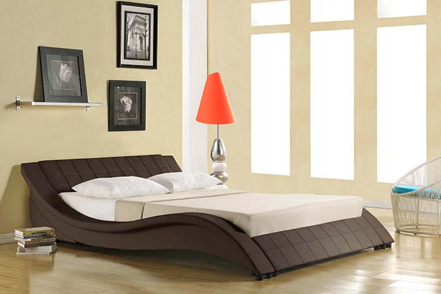 Cama tapizada de cuero de diseño curvo clásico 1840