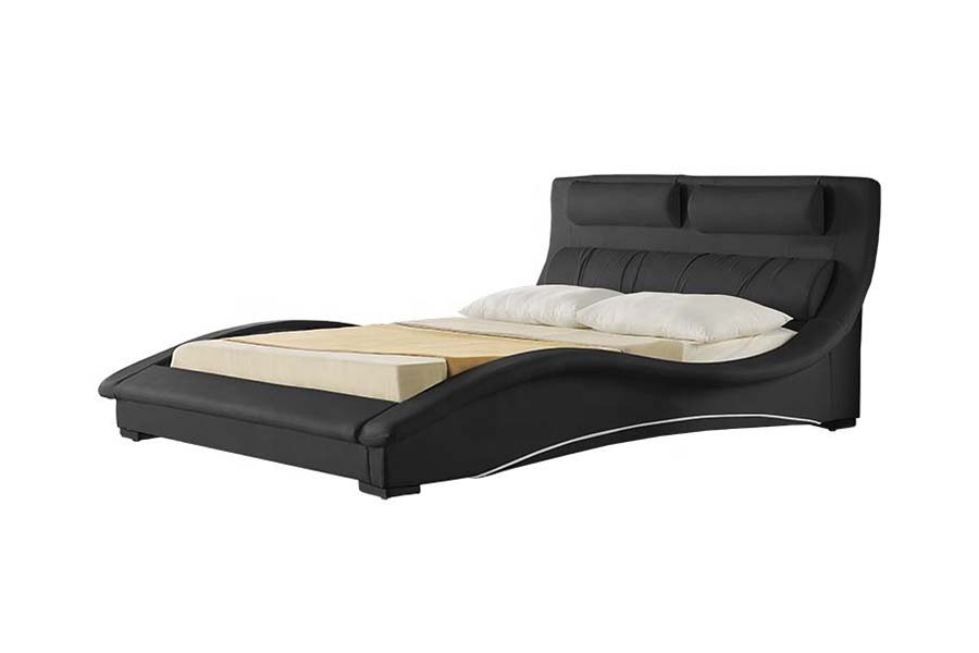 Cama tapizada de cuero de diseño curvo clásico 1840