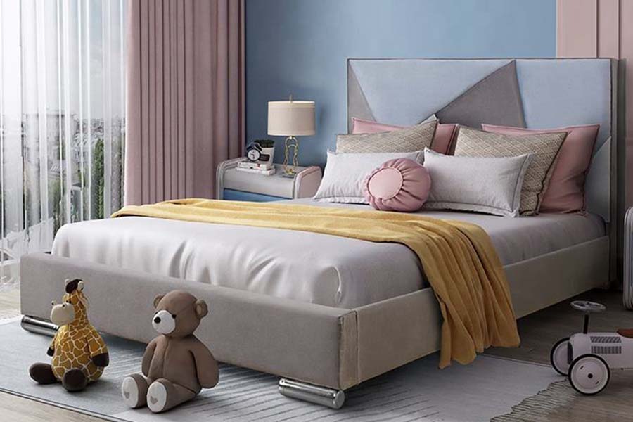 1571 Cama individual de cuero sintético Cabecera codificada por colores Camas para niños