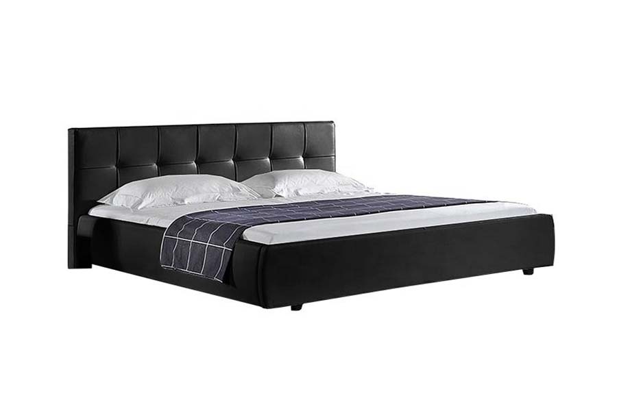 1813 Marco de cama tapizado LED de cama suave de PU blanca