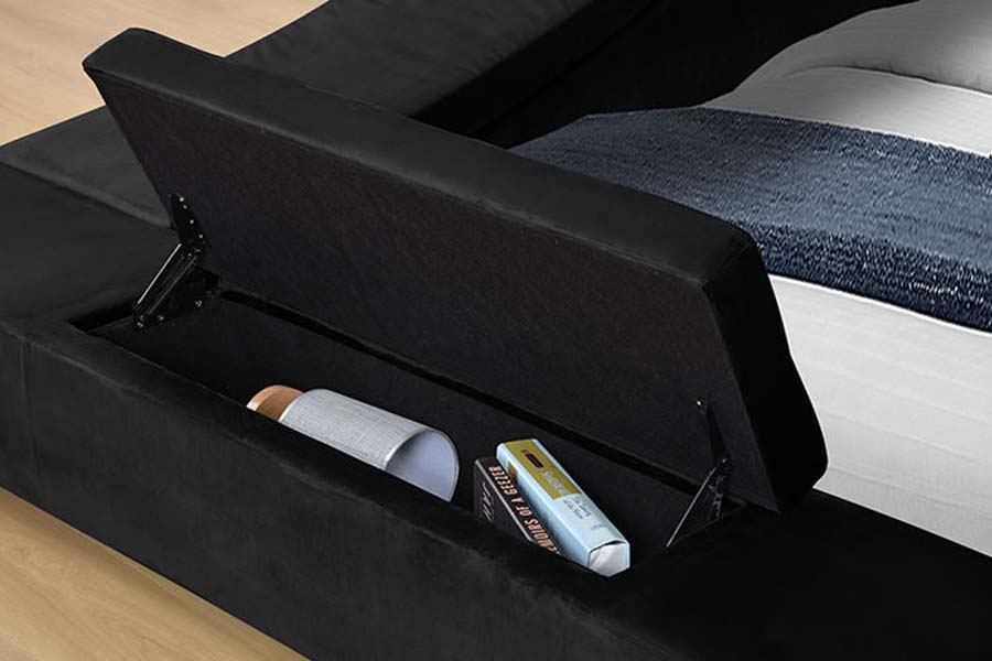 Marco tapizado de la cama del almacenamiento de la cama doble moderna de la tela de cuero 1550