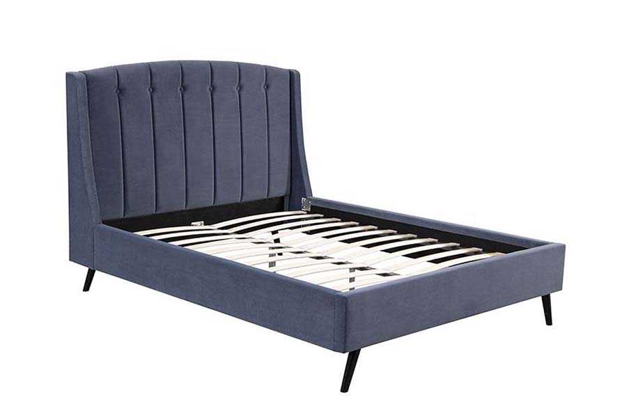 1663 Cama doble capitoné de madera de terciopelo Cama tapizada