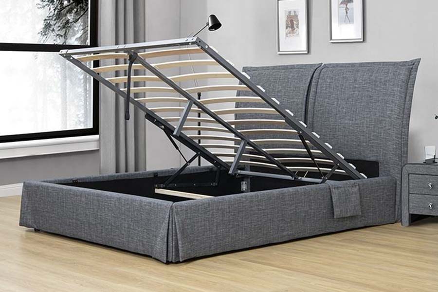 1530 Camas tapizadas de tela de lino Estructura de cama tapizada con almacenamiento