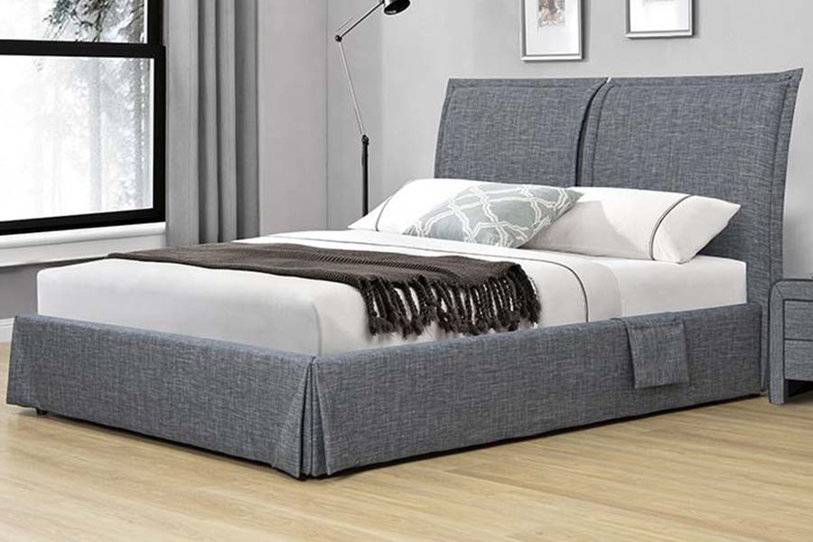 1530 Camas tapizadas de tela de lino Estructura de cama tapizada con almacenamiento