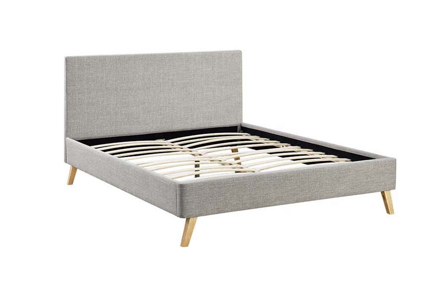 Cama tapizada con tapicería suave y marco de madera de tamaño doble 1525