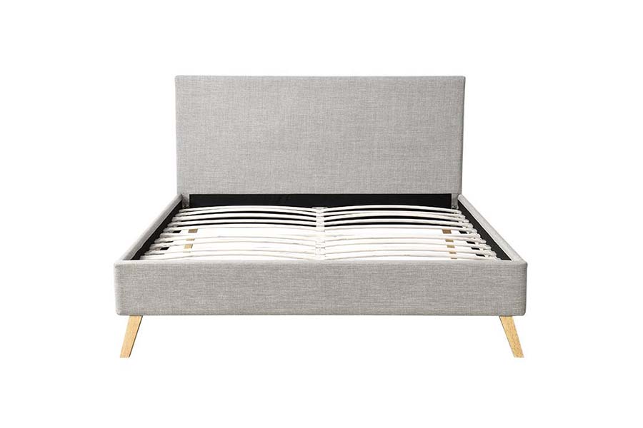 Cama tapizada con tapicería suave y marco de madera de tamaño doble 1525