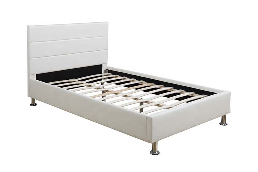 Cama tapizada con panel de cabecera de bloque cuadrado 1639
