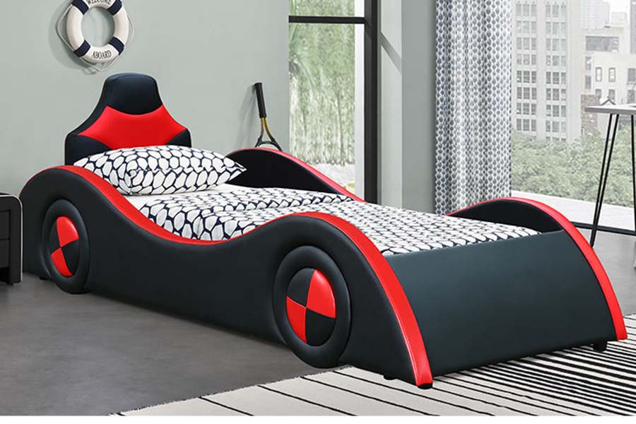 Cama de cuero 1510 Camas de coche Cool Shape para niños
