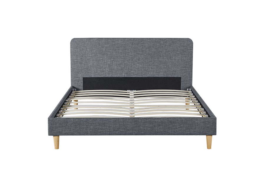 1509 Cama tapizada de lino de madera de alta calidad
