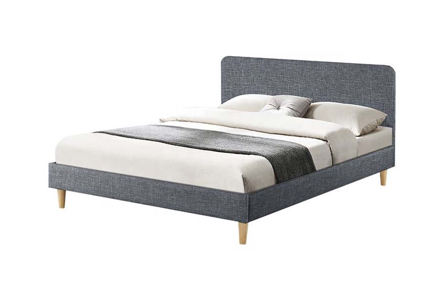 1509 Cama tapizada de lino de madera de alta calidad
