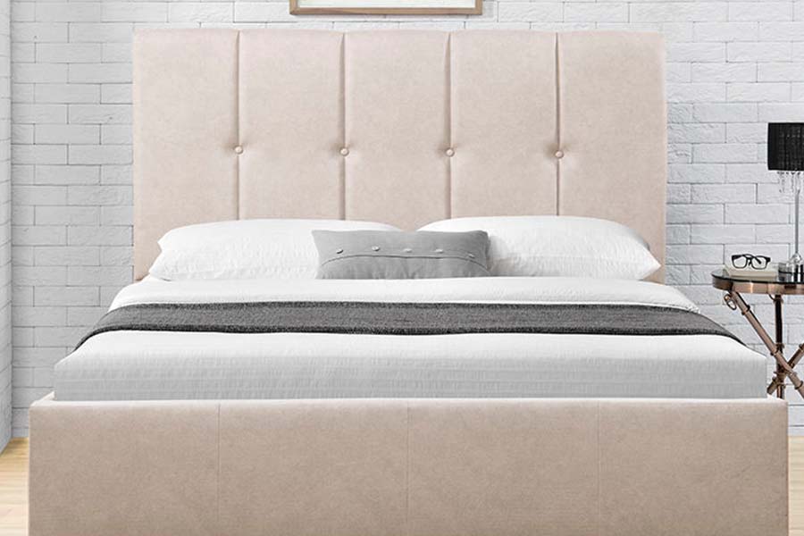 Cama King Size 1616 de tela suave con diseño de botones, cama tapizada