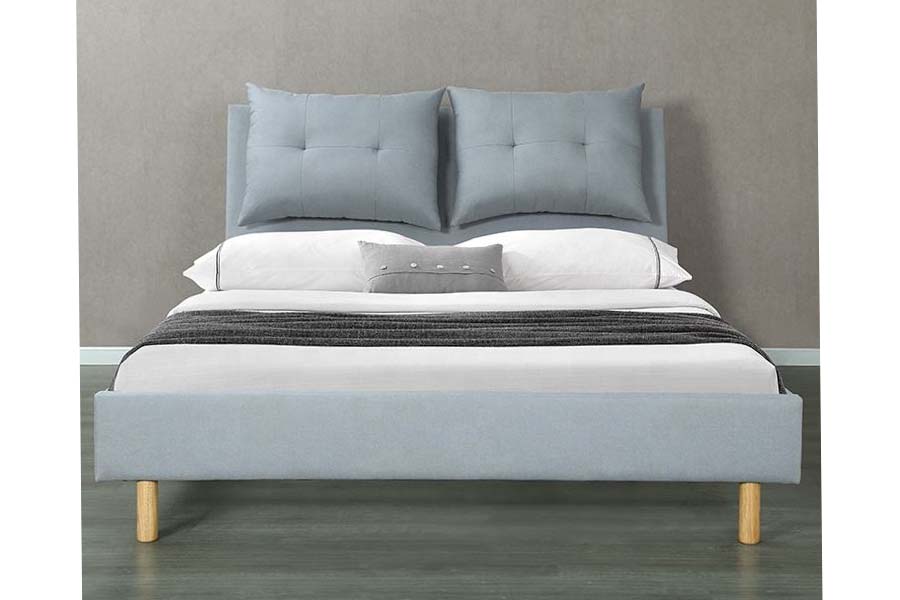 1503 Cama tapizada de diseño moderno estilo MDF con marco de almohada