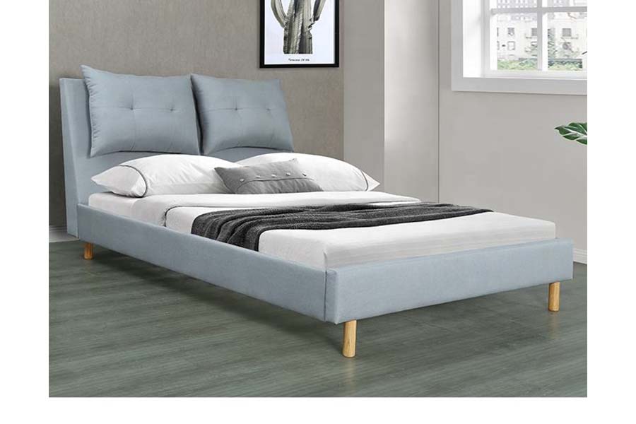 1503 Cama tapizada de diseño moderno estilo MDF con marco de almohada