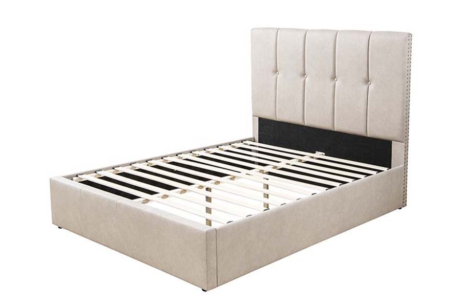 Cama King Size 1616 de tela suave con diseño de botones, cama tapizada