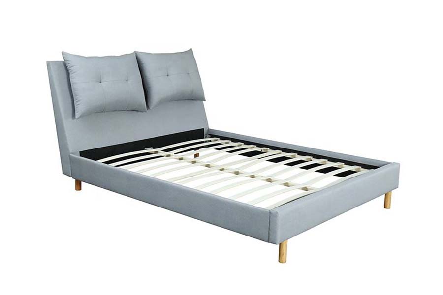 1503 Cama tapizada de diseño moderno estilo MDF con marco de almohada