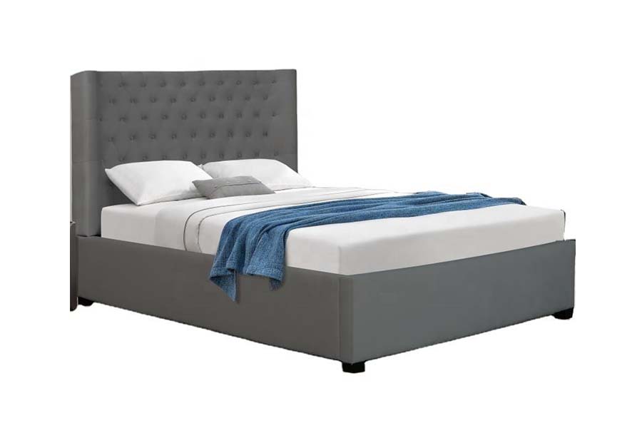 Cama tapizada de la cama de la tela de la cama de la cabecera de 1500 botones