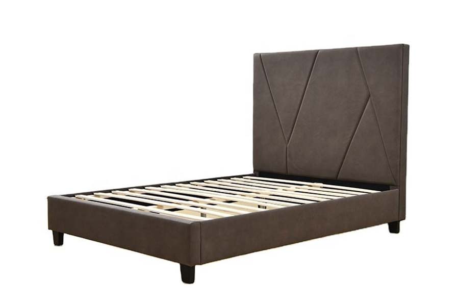 1615 Cama individual de cuero Cama tapizada