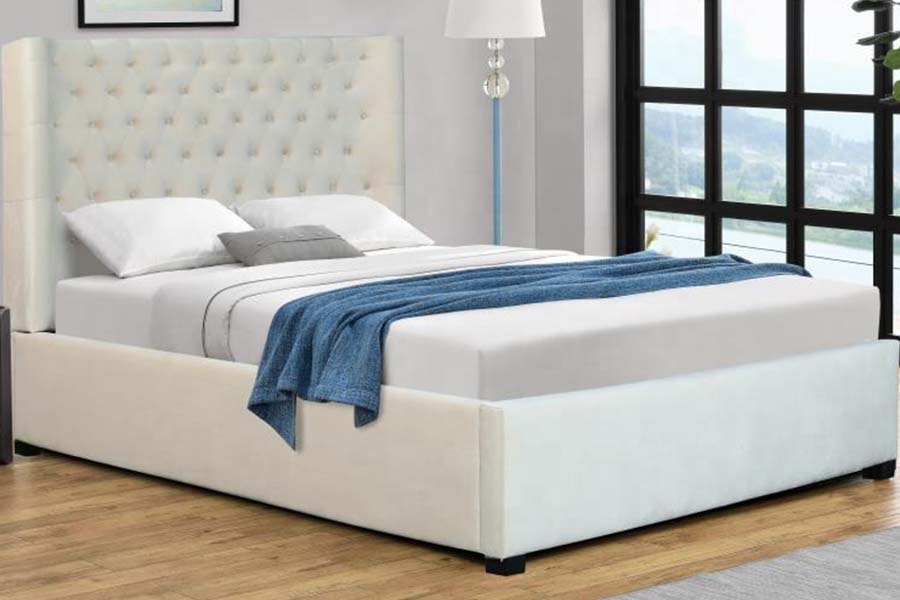 Cama tapizada de la cama de la tela de la cama de la cabecera de 1500 botones