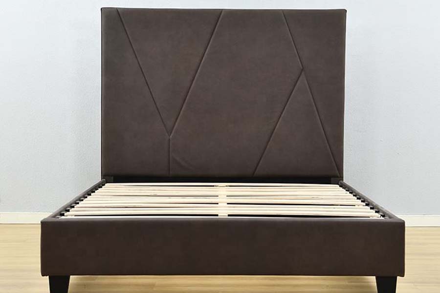 1615 Cama individual de cuero Cama tapizada