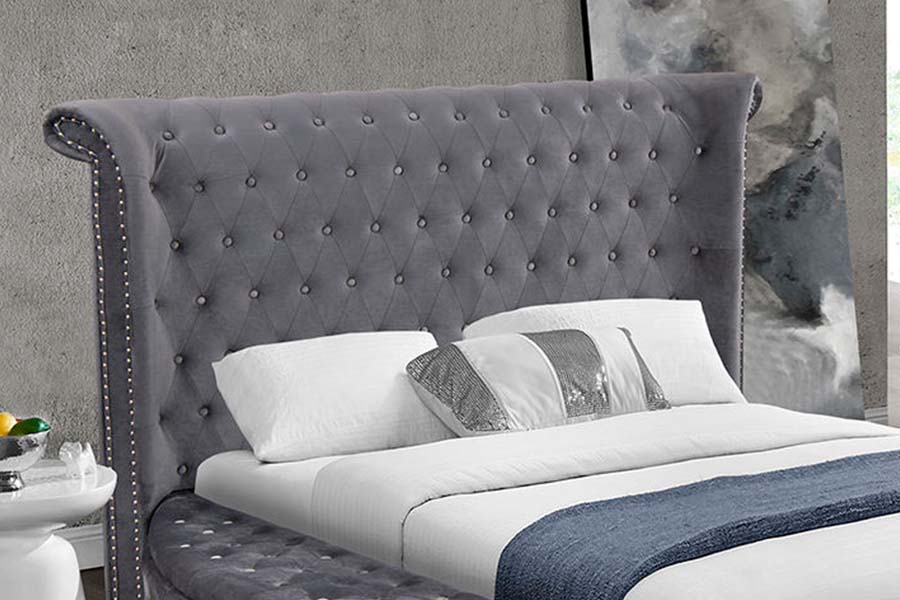 1611 Cama capitoné tapizada de lujo moderna Cama tapizada