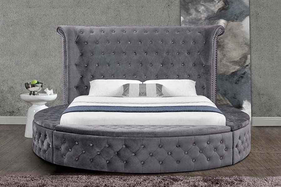 1611 Cama capitoné tapizada de lujo moderna Cama tapizada