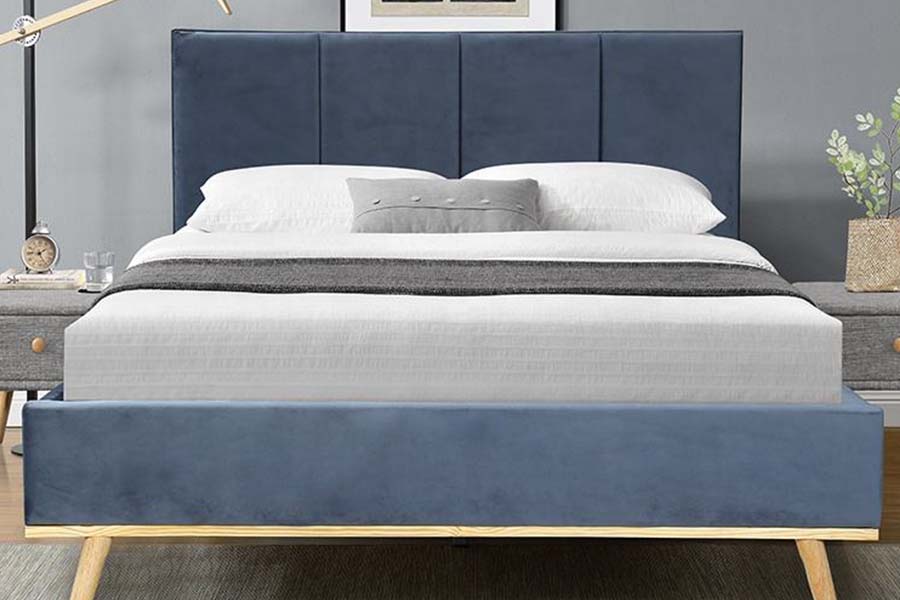 Cama doble de tela 1495 Cama tapizada con estructura de cama duradera