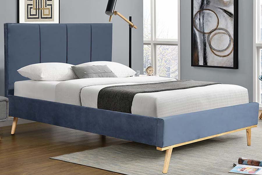 Cama doble de tela 1495 Cama tapizada con estructura de cama duradera