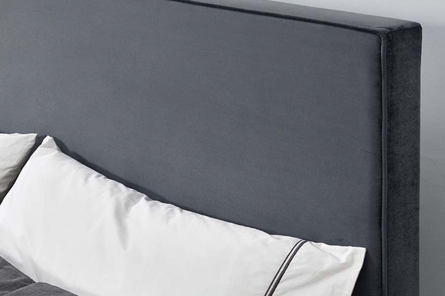 1476 Cama con plataforma de tela de terciopelo de colores, cama tapizada