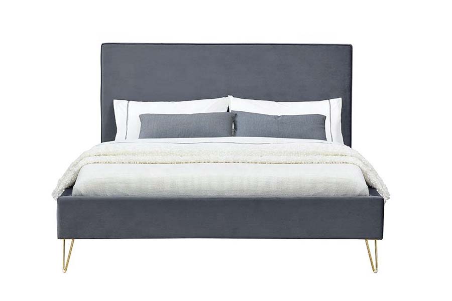 1476 Cama con plataforma de tela de terciopelo de colores, cama tapizada