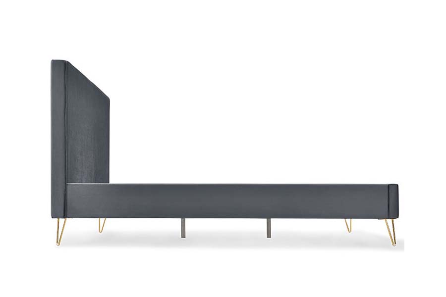 1476 Cama con plataforma de tela de terciopelo de colores, cama tapizada