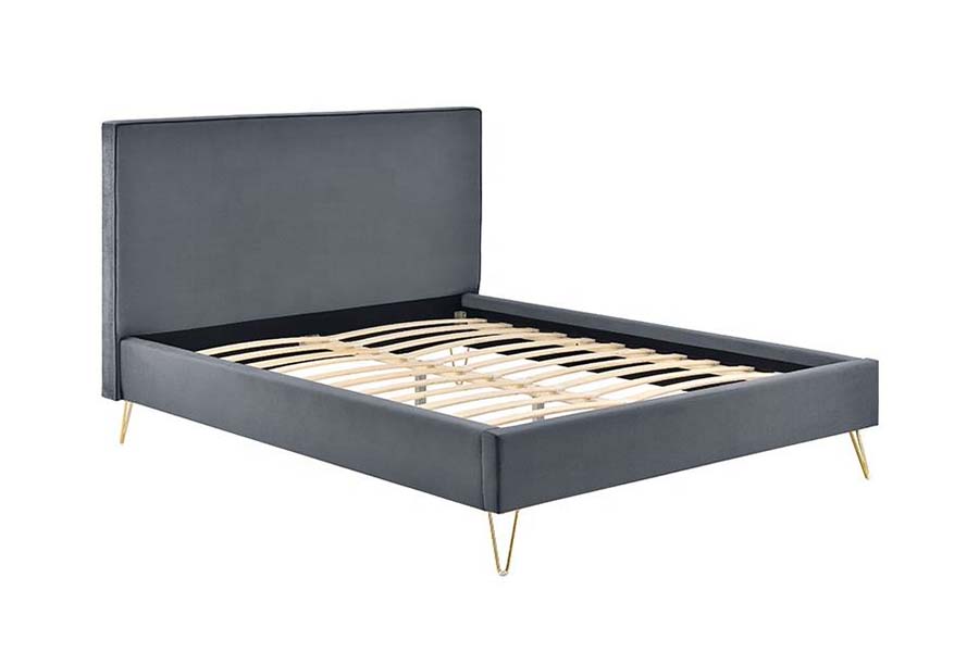 1476 Cama con plataforma de tela de terciopelo de colores, cama tapizada