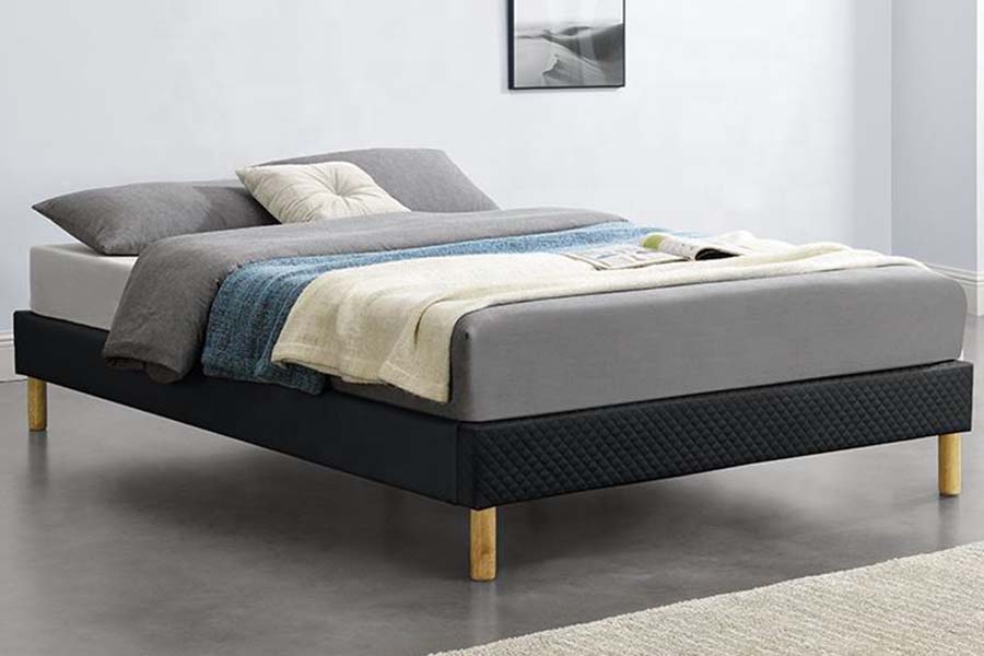 Cama alta 1469 con cama tapizada en tela PU