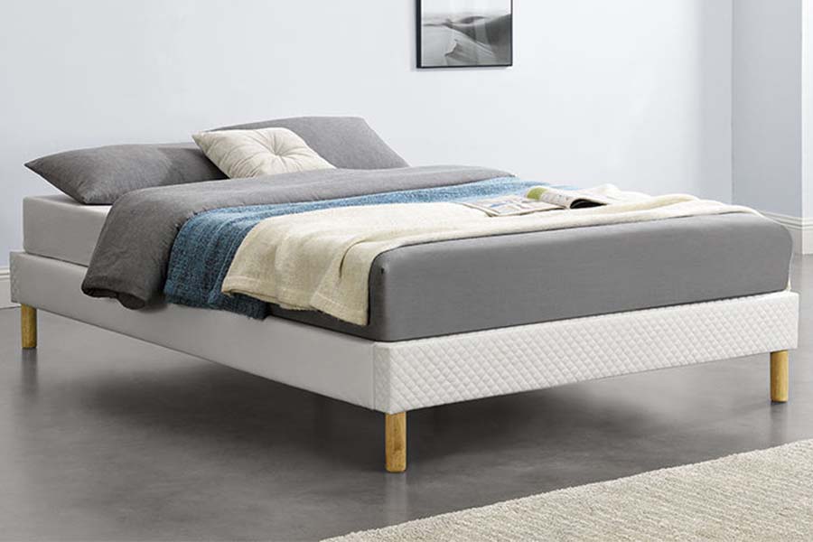 Cama alta 1469 con cama tapizada en tela PU