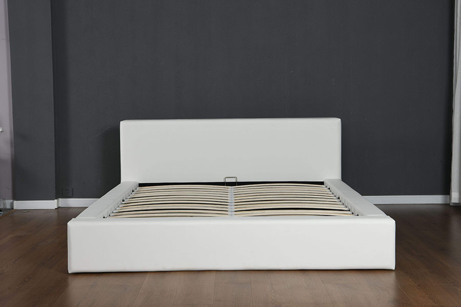 4246 Estructura de cama con almacenamiento minimalista escandinavo de piel sintética