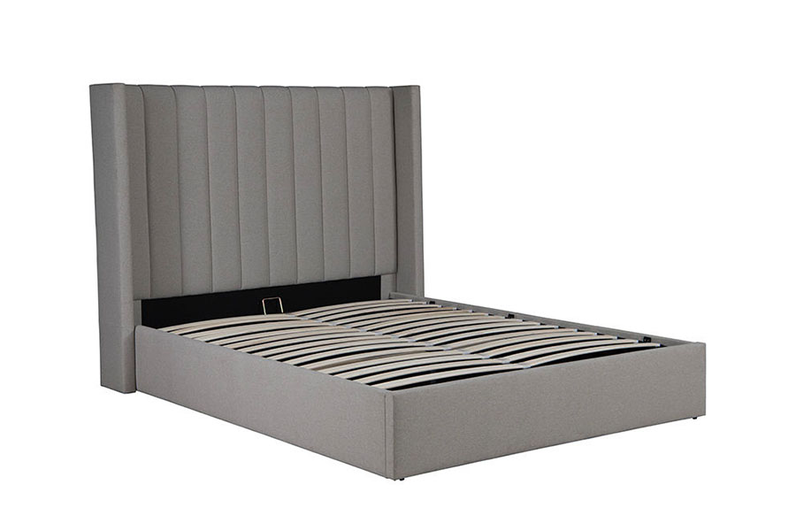 4242 Estructura de cama tapizada con almacenamiento elevable de tela de lino
