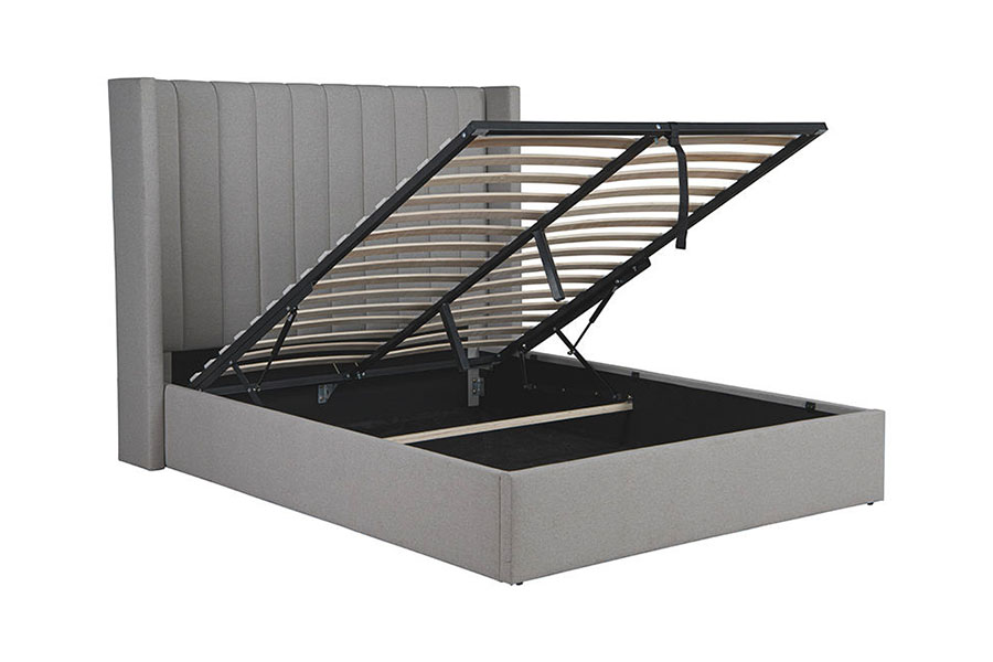 4242 Estructura de cama tapizada con almacenamiento elevable de tela de lino