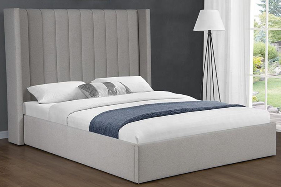 4242 Estructura de cama tapizada con almacenamiento elevable de tela de lino