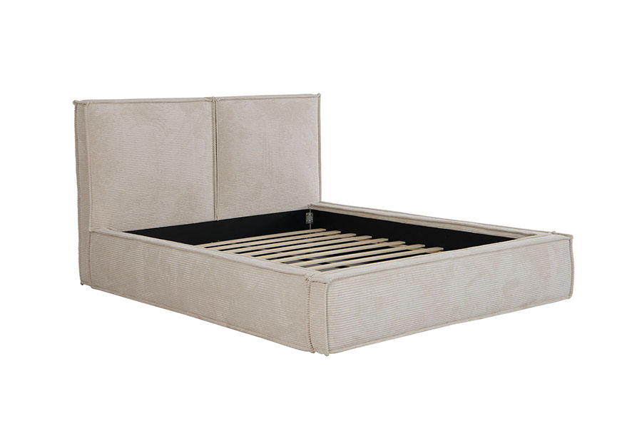 4213 Cama tapizada en tela de pana diseño Tofu