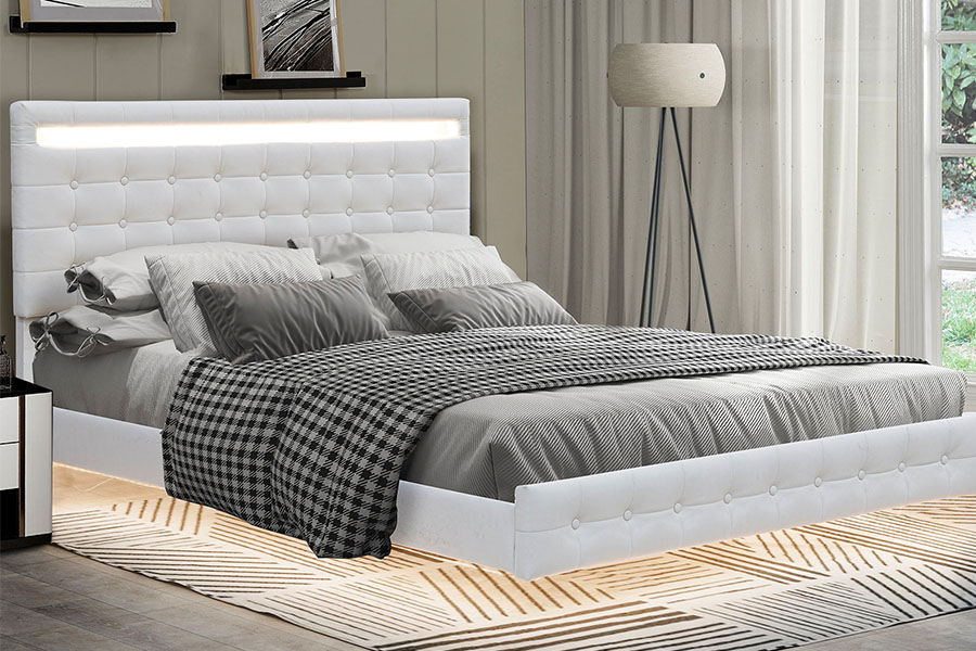 4209 Estructura de cama tapizada LED ajustable tamaño king