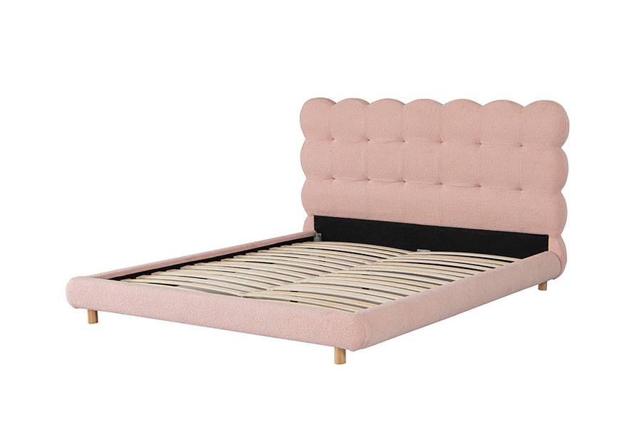 4134 Cama tapizada capitoné de lana Sherpa de diseño francés