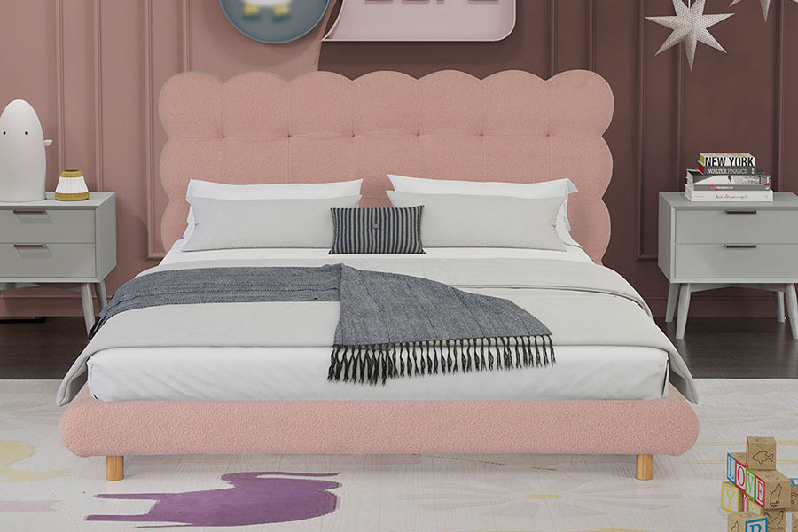 4134 Cama tapizada capitoné de lana Sherpa de diseño francés
