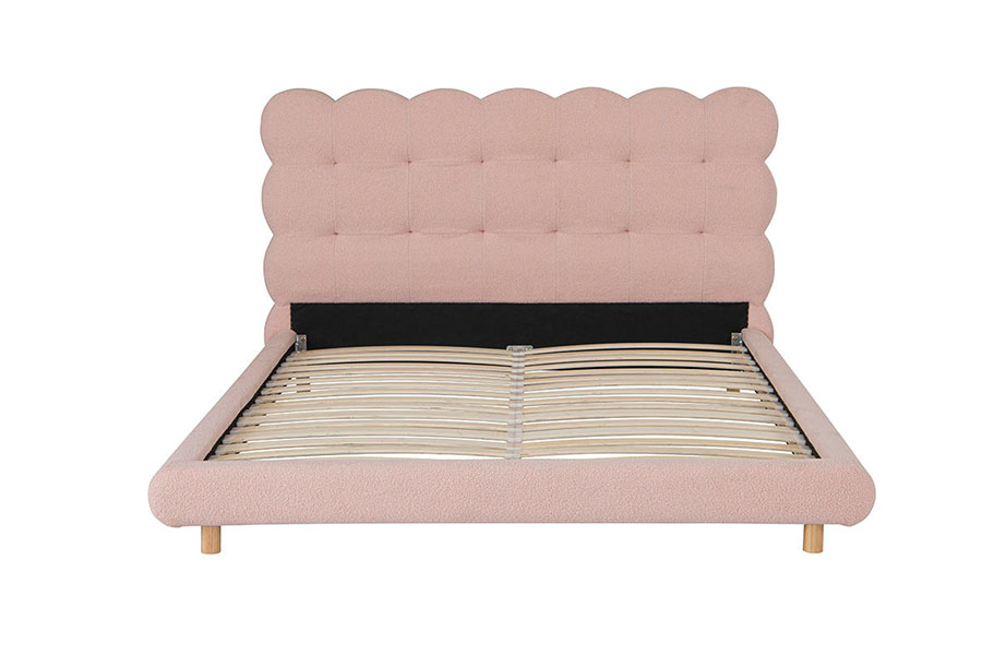 4134 Cama tapizada capitoné de lana Sherpa de diseño francés