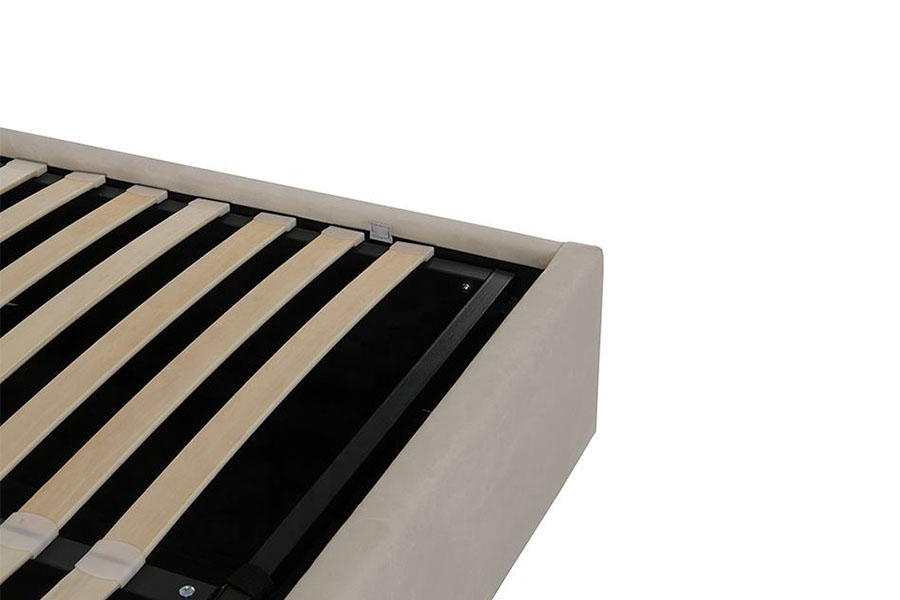 4088 Estructura de cama con almacenamiento otomana de terciopelo de lujo claro