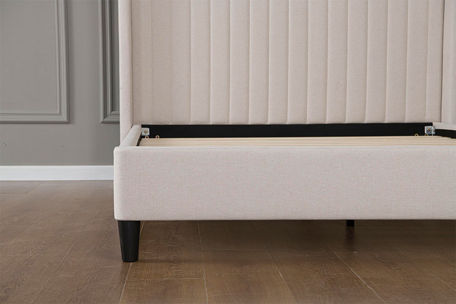 4905 Cama con plataforma minimalista de lino capitoné